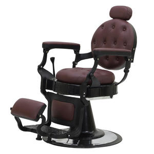 Fauteuil de salon/école pliable en aluminium noir de haute qualité avec dossier en cuir PU marron, pompe hydraulique robuste et couleur personnalisable - Product Image 4