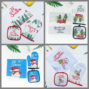 Ensemble de gants de cuisine résistants à la chaleur, pour la cuisson à haute température, le micro-ondes et le four, série de Noël, ensemble de 3 pièces - Product Image 2
