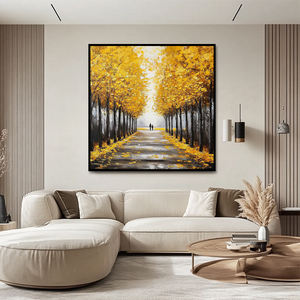 Peinture <span class=keywords><strong>Acrylique</strong></span> Originale Fait Main Abstrait Jaune Texturé <span class=keywords><strong>Paysage</strong></span> Art Mural Arbre Encadré Peinture à l'Huile <span class=keywords><strong>Paysage</strong></span> - Product Image 6