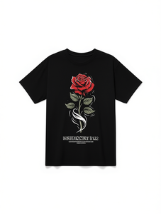 T-shirt da donna con stampa di rose di San Valentino, manica corta, girocollo, stile dolce, jersey floreale, 100% cotone, abbigliamento primaverile ed estivo - Product Image 1