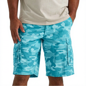 Shorts cargo camouflage pour homme, taille mi-haute, élastique, respirant, en toile, style bermuda, décontracté, avec poches - Product Image 3