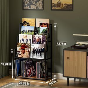 Grande capacité support en métal vinyle organisateur Albums stockage LP <span class=keywords><strong>DVD</strong></span> Magazine livres support <span class=keywords><strong>CD</strong></span> disque salon meubles de maison - Product Image 2