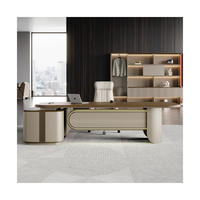 Bureau de direction de taille personnalisable, ensemble de bureau de luxe moderne avec bibliothèque pour usage commercial