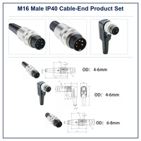 Connecteur circulaire mâle M16 IP40 IEC 61076-2-106, bornes à souder, 7 broches (300V & 5A), câble 4-6 mm, droit, industriel