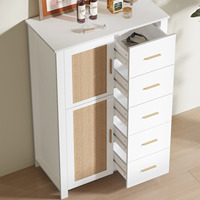 Commode à cinq tiroirs en bois au design épuré pour chambre à coucher, meuble de rangement simple pour chambre, commode de rangement à tiroirs pour salon