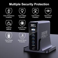 GaN 8 Port 380W 5C + 3A PD 100Watt Multi-Device Desktop Phone Dock Station Charger Multiport Chargers avec haute puissance de sortie