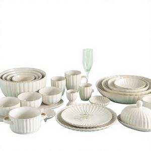 Services de table en porcelaine émaillée moderne en 4 pièces, durables, réutilisables, écologiques, de la marque Calm Hue Kiln Glaze, pour la maison, le restaurant, l'intérieur - Product Image 1