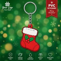 Porte-clés en PVC personnalisé pour Noël, vente en gros, Père Noël, bonhomme de neige, renne, arbre de Noël, pendentif porte-clés, cadeau de Noël
