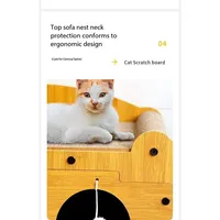 Griffoir pour chat double couche, résistant à l'usure et anti-déchirures, multifonctionnel, avec canapé intégré et maison pour chat en carton ondulé