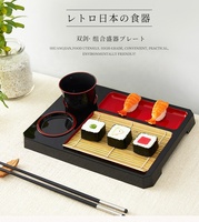 Plateau de service japonais Sushi tasse à boisson plateau ensemble Sushi saumon vaisselle combinaison avec plateau de service tapis en bambou