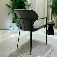 Chaise en cuir pleine fleur VL de style italien moderne et luxueux, avec structure métallique durable, haut de gamme pour la maison, le bar, l'hôtel, la villa, la salle à manger, non pliable