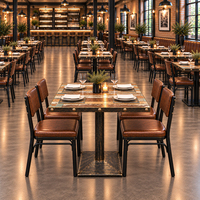 Table de restaurant carrée avec piétement en métal cannelé, table à manger pour hôtel, bar, projet personnalisable, fabricant OEM Chine