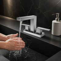 Robinet de lavabo classique à double poignée en acier inoxydable, nickel brossé, écologique, haute pression, économie d'eau