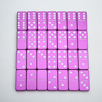 Dominos en métal double 6 personnalisés, gravés à la main, en alliage d'aluminium bleu, rose, doré, acier inoxydable et titane