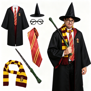 Disfraz de Mago de Ravenclaw, Accesorios de Cosplay, Bufanda, Corbata, Varita Mágica, Gafas, Sombrero de Bruja, Disfraz de Halloween para TV y Cine - Product Image 1