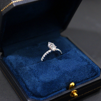 Bague de fiançailles et de mariage en diamant de laboratoire taille marquise, or blanc, or rose, or jaune, platine, 9K, 14K, 18K