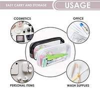 Trousse de maquillage en pvc transparent avec fermeture éclair pour enfants, trousse à cosmétiques pour femmes, sac de voyage