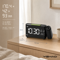 Digitaler LED-Projektions-Radiowecker 180 °   Flip-Projektions-Dualwecker mit FM-Radio und Temperaturanzeige für Schlafzimmer und Nachttisch