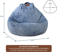 Denim-Tropfenförmiger Sitzsack im Jeans-Stil mit abnehmbarem Bezug für Wohnzimmer und Schlafzimmer