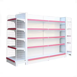Estantería personalizable de <span class=keywords><strong>4</strong></span> capas para góndola, estantes de exhibición de metal para supermercados, tiendas de comestibles, estantería minorista resistente - Product Image 2