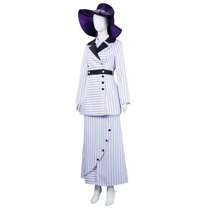 Vestido de cosplay de la película Titanic Rose para mujer, disfraz de época eduardiana con rayas blancas, abrigo para fiesta de Halloween, traje para actuación. - Product Image 2