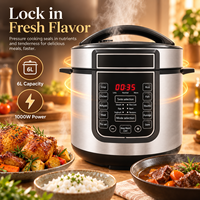 Panci Presto Listrik Digital 6L 1000W dengan Menu Preset, Peralatan Dapur Rumah Tangga dari Baja Anti Karat