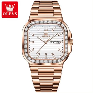 Nhà Máy Nóng Bán Olevs 9966 Người Đàn Ông Đồng Hồ Rose Gold Kim Cương Quay Số Sang Trọng Cổ Tay Đồng Hồ Cho Nam Giới Thời Trang Tuần Ngày Đồng Hồ Người Đàn Ông Reloj - Product Image 5