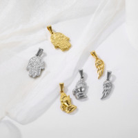 Bijoux Hiphop pendentif aile d'ange breloques 18K plaqué or en acier inoxydable plume pendentifs collier Vintage aile chaîne collier