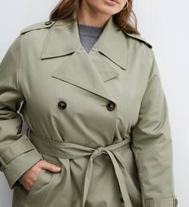 เสื้อโค้ทกันหนาวแบบยาว ทอผ้าเนื้อดี ระบายอากาศได้ดี ตัดเย็บแบบกระดุมสองแถว  ผ้าด้านนอกทำจากโพลีเอสเตอร์  ดีไซน์เรียบสีพื้น - Product Image 5