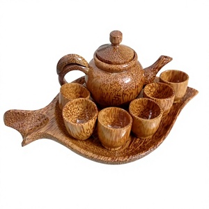 Tasses à thé en bois de coco naturel en gros, durables, faites à la main, design vintage, compatibles lave-vaisselle, pour cadeaux d'affaires internationaux - Product Image 1