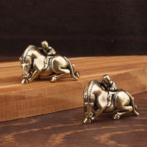 Figura de caballo de latón con jinete, 2 piezas, decoración de mesa, escultura de animal del zodíaco chino - Product Image 3