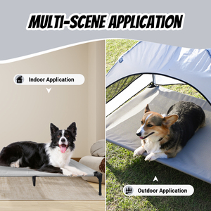 Lit pour chien pliable et imperméable pour l'extérieur avec tente à baldaquin, protection solaire surélevée, maison pour animaux de compagnie - Product Image 2