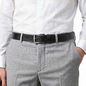 Men's <b>Cow</b> Hide Leather Belt with Alloy Buckle Solid Pattern Custom Logo Formal & Casual Style High Quality 3.4cm Width - Product Image 6