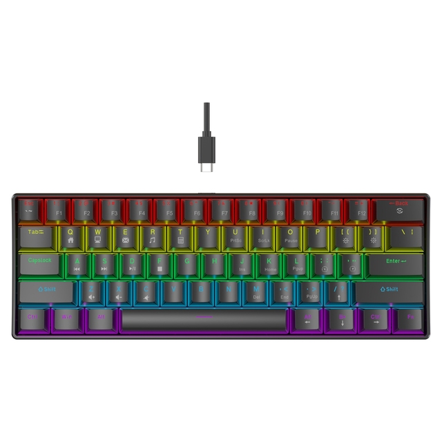 K61 Wired Mechanical Keyboard 10 Kinds of Colorful Lighting Gaming and Office for Windows and IOS System