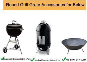 Grille de <span class=keywords><strong>barbecue</strong></span> en acier inoxydable 304 chromé, antiadhésive, soudée, avec poignées, diamètre 44,5 cm, <span class=keywords><strong>47</strong></span> cm/18,5 pouces, pour <span class=keywords><strong>barbecue</strong></span> au charbon de bois - Product Image 6