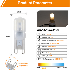Nhà Máy Giá G9 bi <span class=keywords><strong>Pin</strong></span> cơ sở ánh sáng bóng đèn T4 40W 120V Halogen tương đương G9 LED Đèn chùm chiếu sáng AC cung cấp điện - Product Image 5