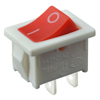2pin/3pin 21x15mm Mini interrupteur à bouton-poussoir SPST 6A 250V AC Snap-in On/Off bateau interrupteur à bascule noir couleur rouge