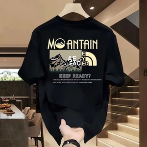 Camiseta de manga corta de algodón puro transfronterizo de marca de moda de verano 2025 para hombre, nueva camiseta informal de cuello suelto Ins, diseño atractivo - Product Image 2