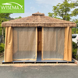 WISEMAX FURNITURE Gazebo de patio PE rotin cadre en acier galvanisé extérieur plage fête patio parasol pour cour soleil abri ensemble - Product Image 4