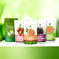 Poudre de thé matcha à la fraise - Mélange de superaliments verts avec saveur fruitée, sans gluten, végétalien, substitut de repas, boîte en vrac
