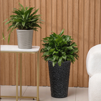 Pot Tanaman Penyiram Otomatis, Plastik PP, Finishing Spray-Dot & Desain Bergaris Berpilin untuk Dalam/Luar Ruangan/Balkon/Taman