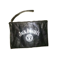 Sacs promotionnels en PU avec fermeture éclair pour maquillage, sacs cadeaux OEM, pochettes de maquillage écologiques, pochettes de toilette pour la promotion de la marque Jack Daniel Whisky