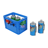 Boîte de rangement en plastique pour bouteilles de soda et de bière QS à 6 compartiments avec séparateurs, caisse renforcée