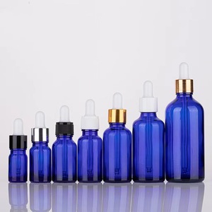 White Rubber Head Dropper Cylindrical Glass Bottle 5ml-100ml Blue Essence Dispensing Light-Proof Silk Screen Printed for Skin - Product Image 6