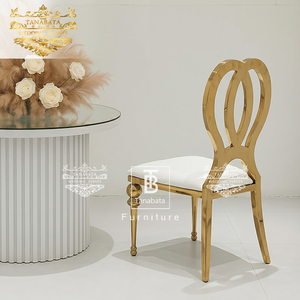 Chaise empilable à dossier croisé en acier inoxydable doré, durable, pour extérieur, villa, salon, location, banquet de mariage, salle à manger - Product Image 3