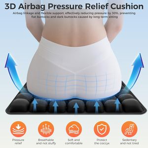 <span class=keywords><strong>Coussin</strong></span> de siège <span class=keywords><strong>gonflable</strong></span> portable et réglable avec base antidérapante <span class=keywords><strong>pour</strong></span> soulager l'inconfort de longues périodes assises - Product Image 2