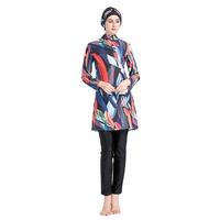 Nouvelle conception, 4 pièces, maillot de bain musulman islamique pour femmes, couvrant entièrement, imprimé, protection solaire