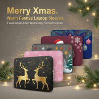 Vente en gros de housses d'ordinateur portable en néoprène de Noël, 13-15,6 pouces, antichoc, motif Père Noël, renne, bonhomme de neige, sac d'ordinateur portable
