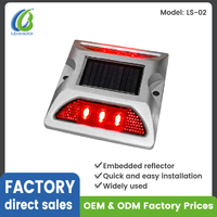 Vente en gros directe usine : Marqueur routier solaire en aluminium LS-02, étanche IP68, réflecteur encastré, marqueur routier LED, capacité de charge 20 tonnes