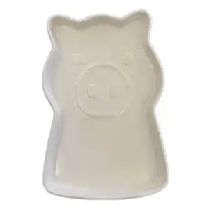 定制陶瓷猪形上菜动物甜点套装两个仔猪盘子